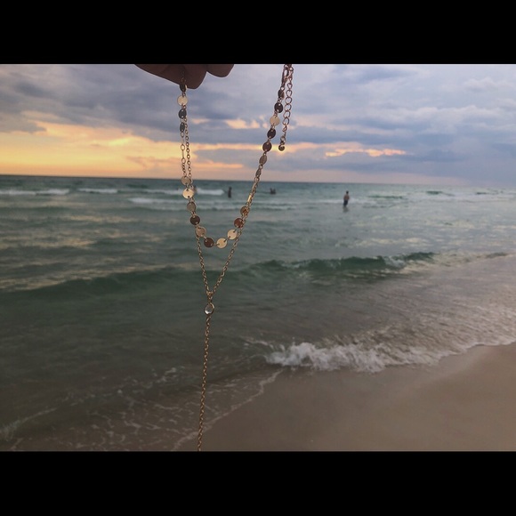 Gold pendant choker with crystal dangling pendant - Picture 2 of 2